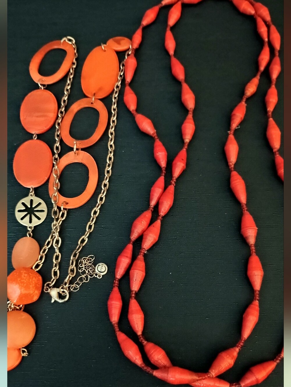 Vintage Red Women's Beaded Layered Necklace Set